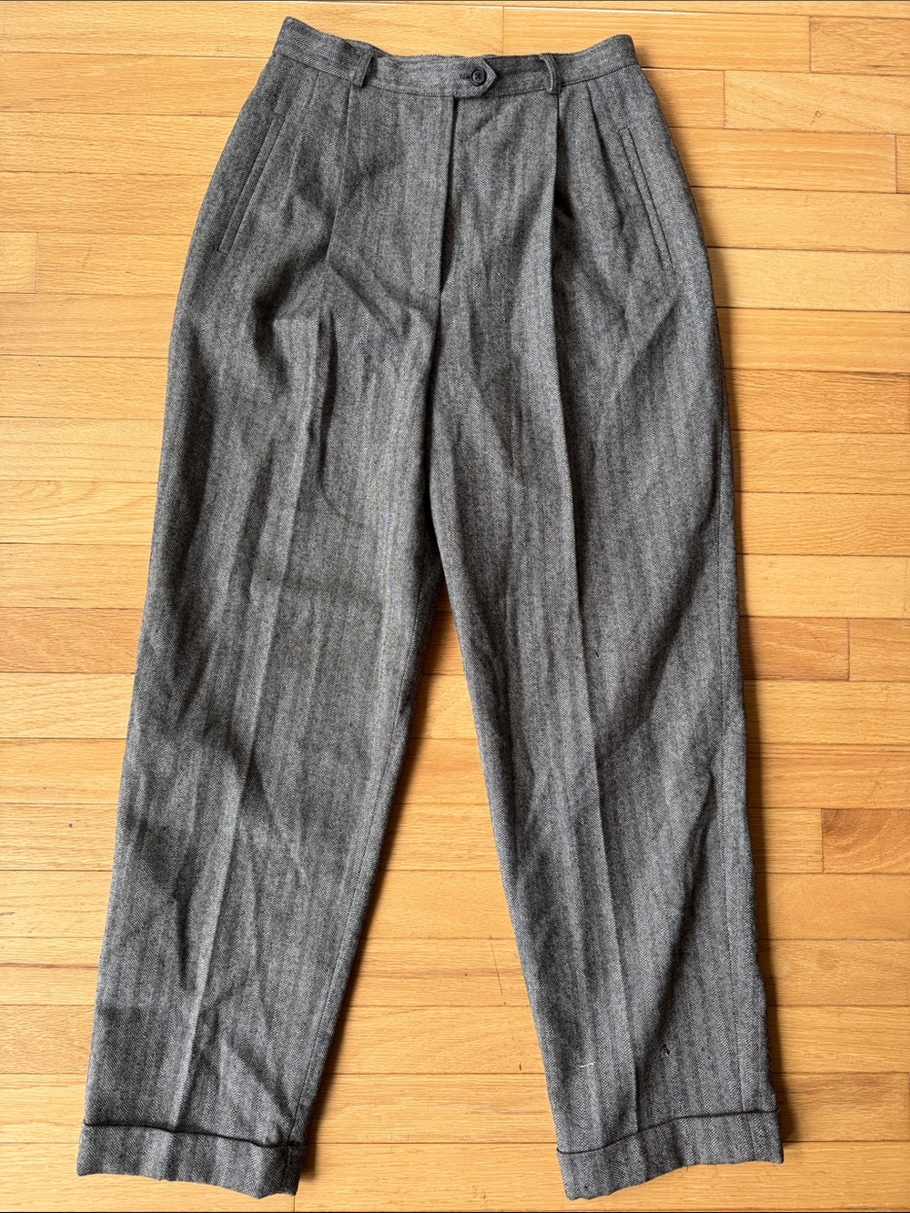 Vintage Lauren Ralph Lauren 100% wool pleated trouser heathered gray 8P